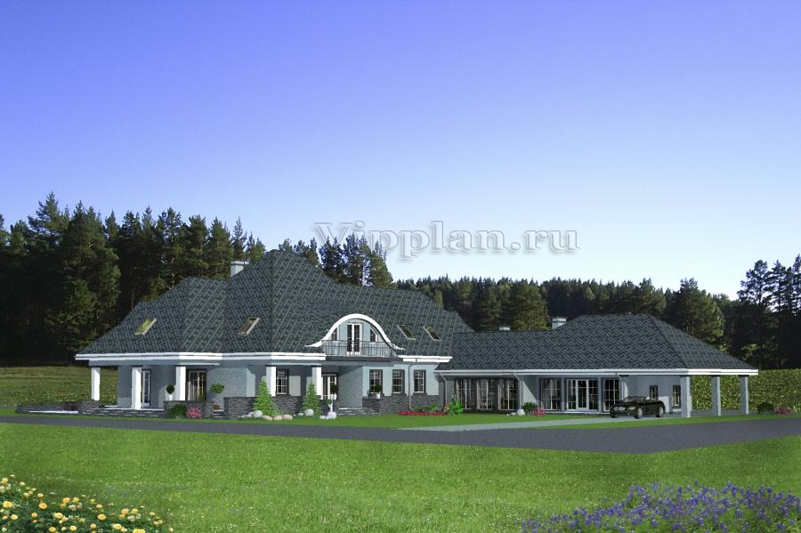 Проект одноэтажного дома с мансардой и гаражом