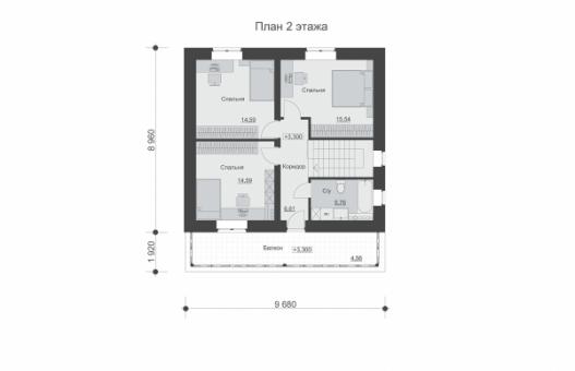 Двухэтажный дом с подвалом, балконом и четырьмя спальнями